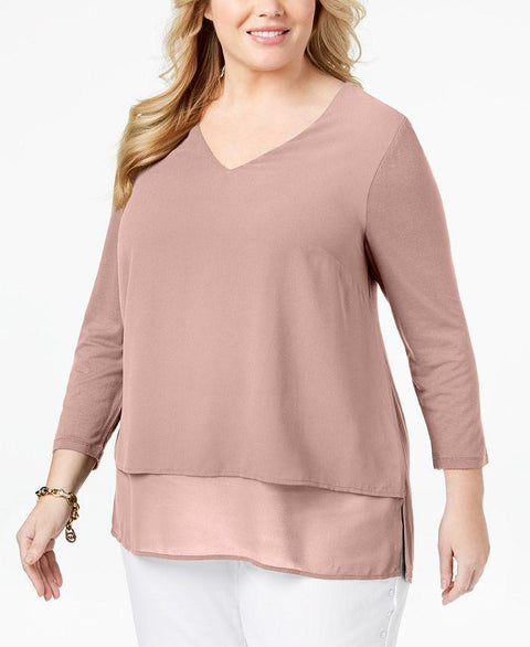 Michael Kors - Solid Tiered V-Neck Top